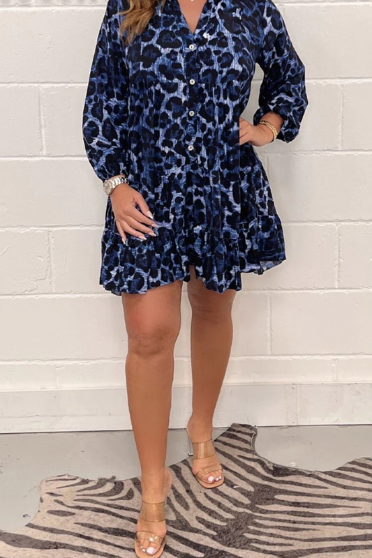 Leopard print V-neck dress