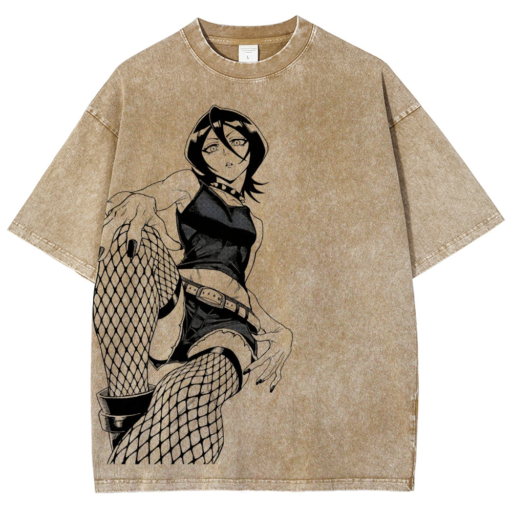 Bleach Vintage Rukia Kuchiki Unisex Fit Washed T-Shirt 2504003161