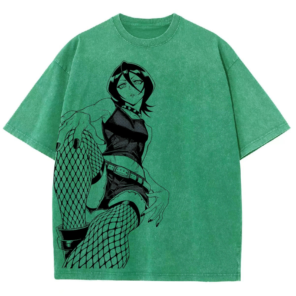 Bleach Vintage Rukia Kuchiki Unisex Fit Washed T-Shirt 2504003161