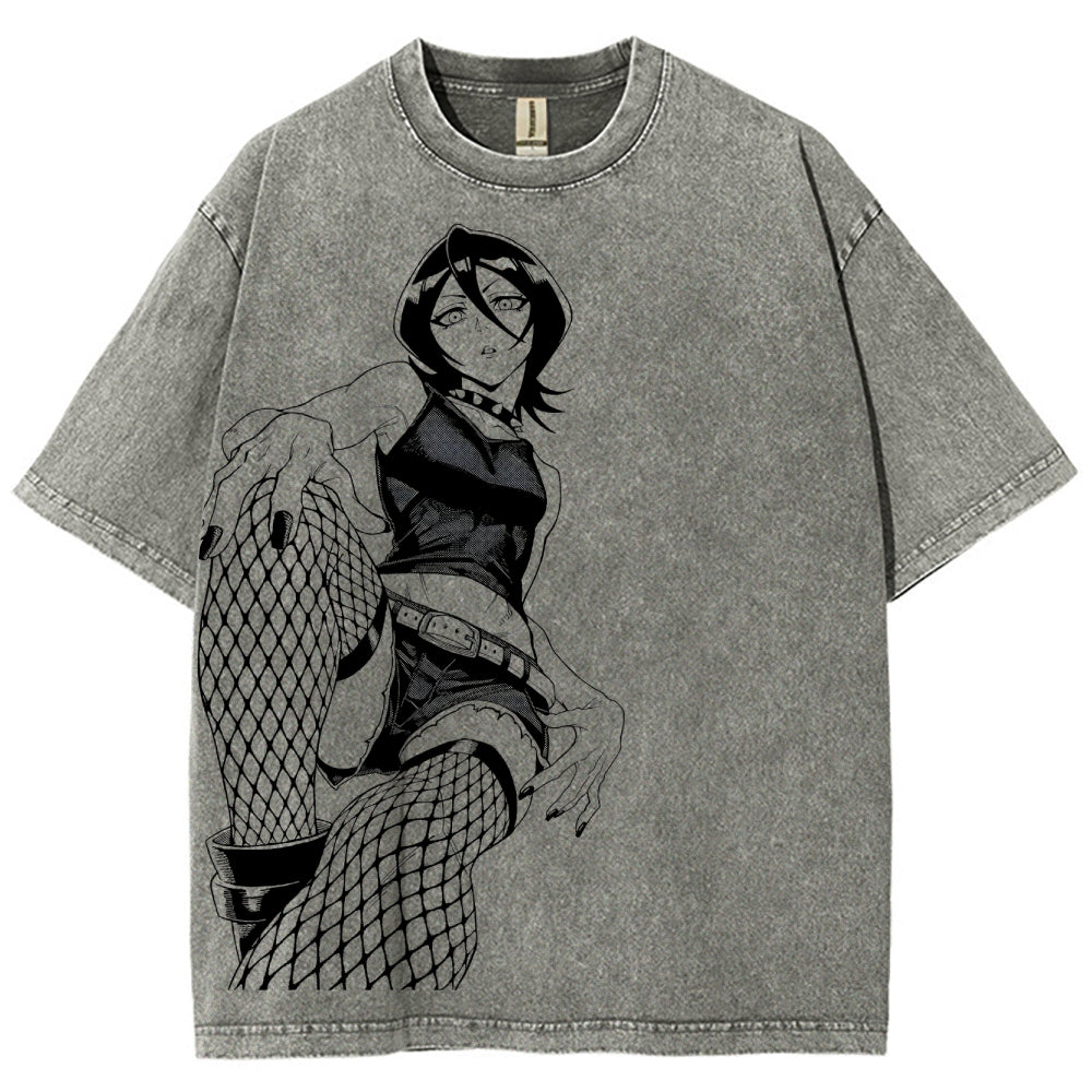 Bleach Vintage Rukia Kuchiki Unisex Fit Washed T-Shirt 2504003161