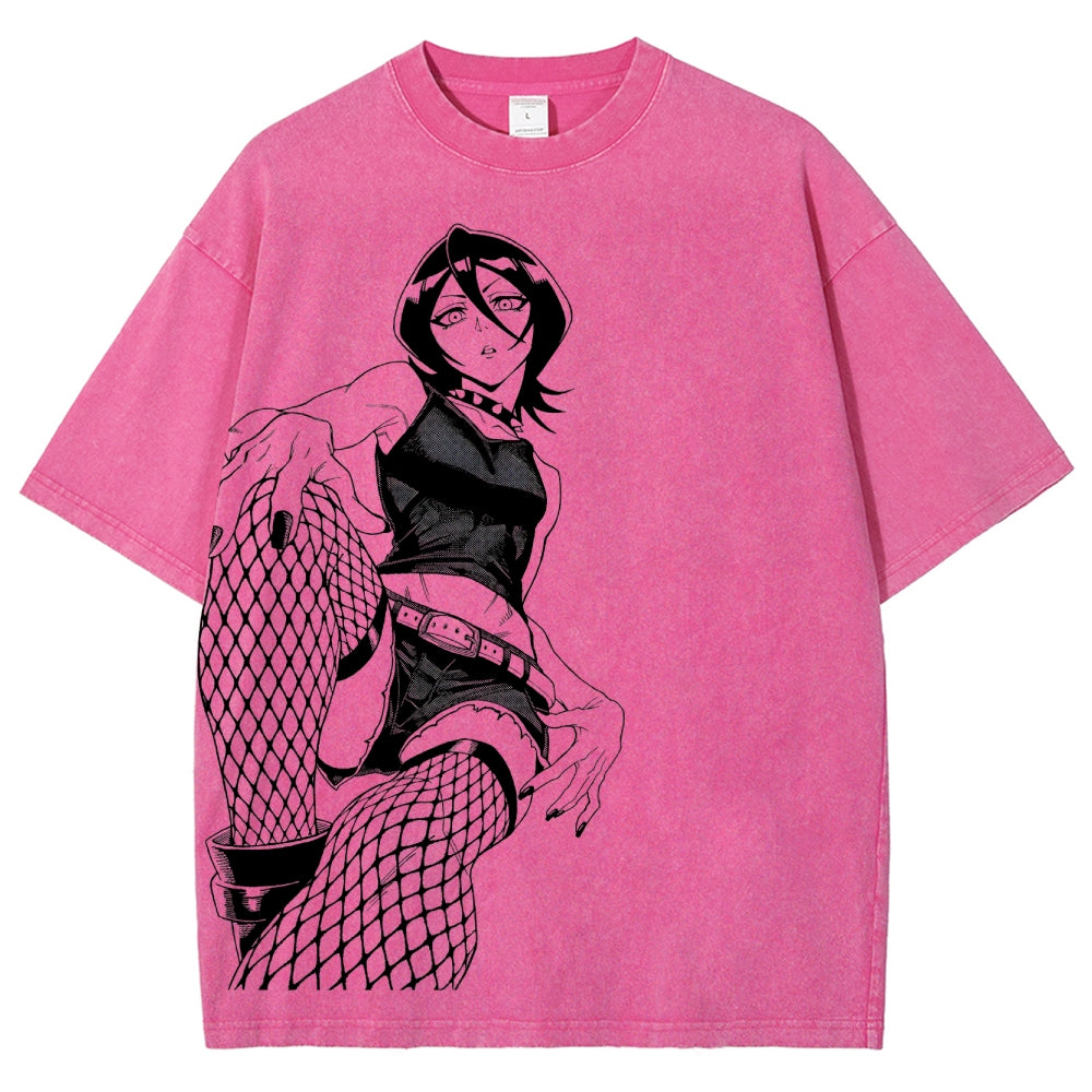 Bleach Vintage Rukia Kuchiki Unisex Fit Washed T-Shirt 2504003161