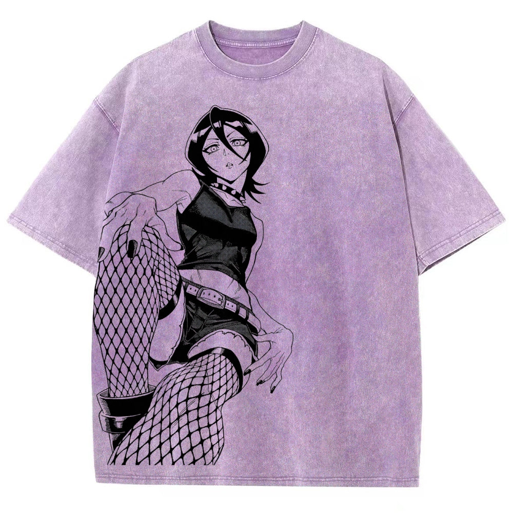 Bleach Vintage Rukia Kuchiki Unisex Fit Washed T-Shirt 2504003161