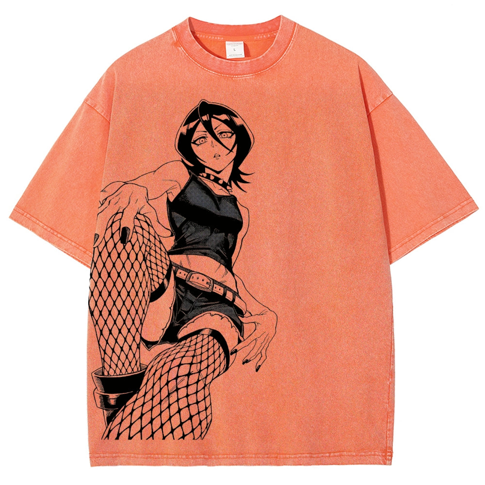 Bleach Vintage Rukia Kuchiki Unisex Fit Washed T-Shirt 2504003161