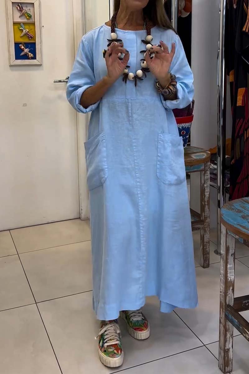 Women's casual cotton and linen A-line dress