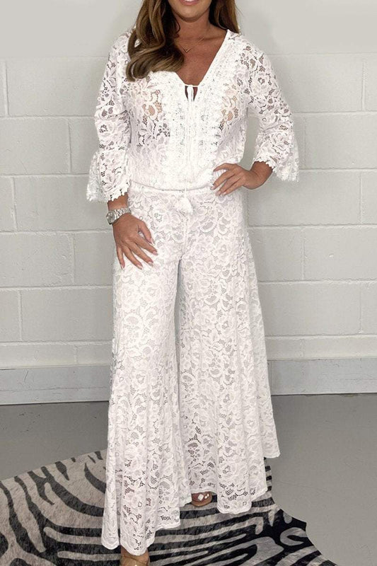 Lace V-neck suit