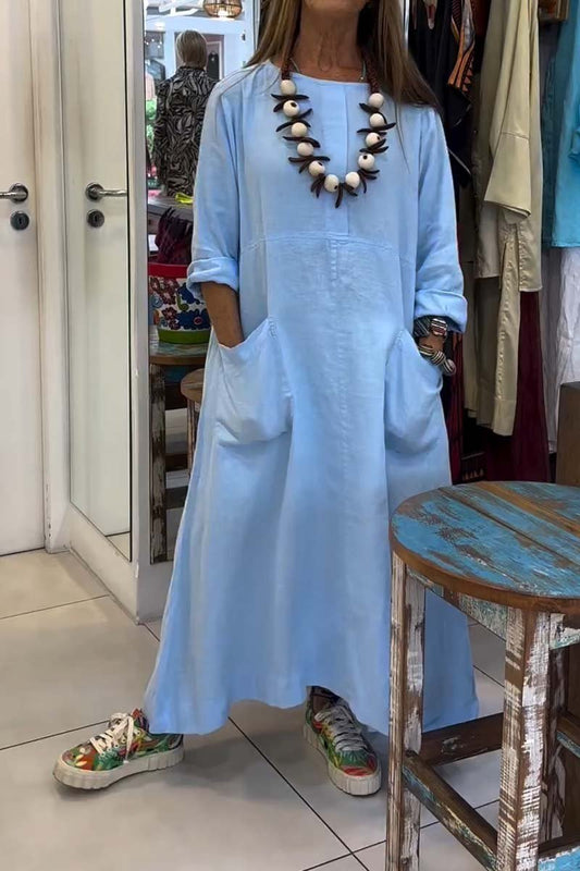 Women's casual cotton and linen A-line dress