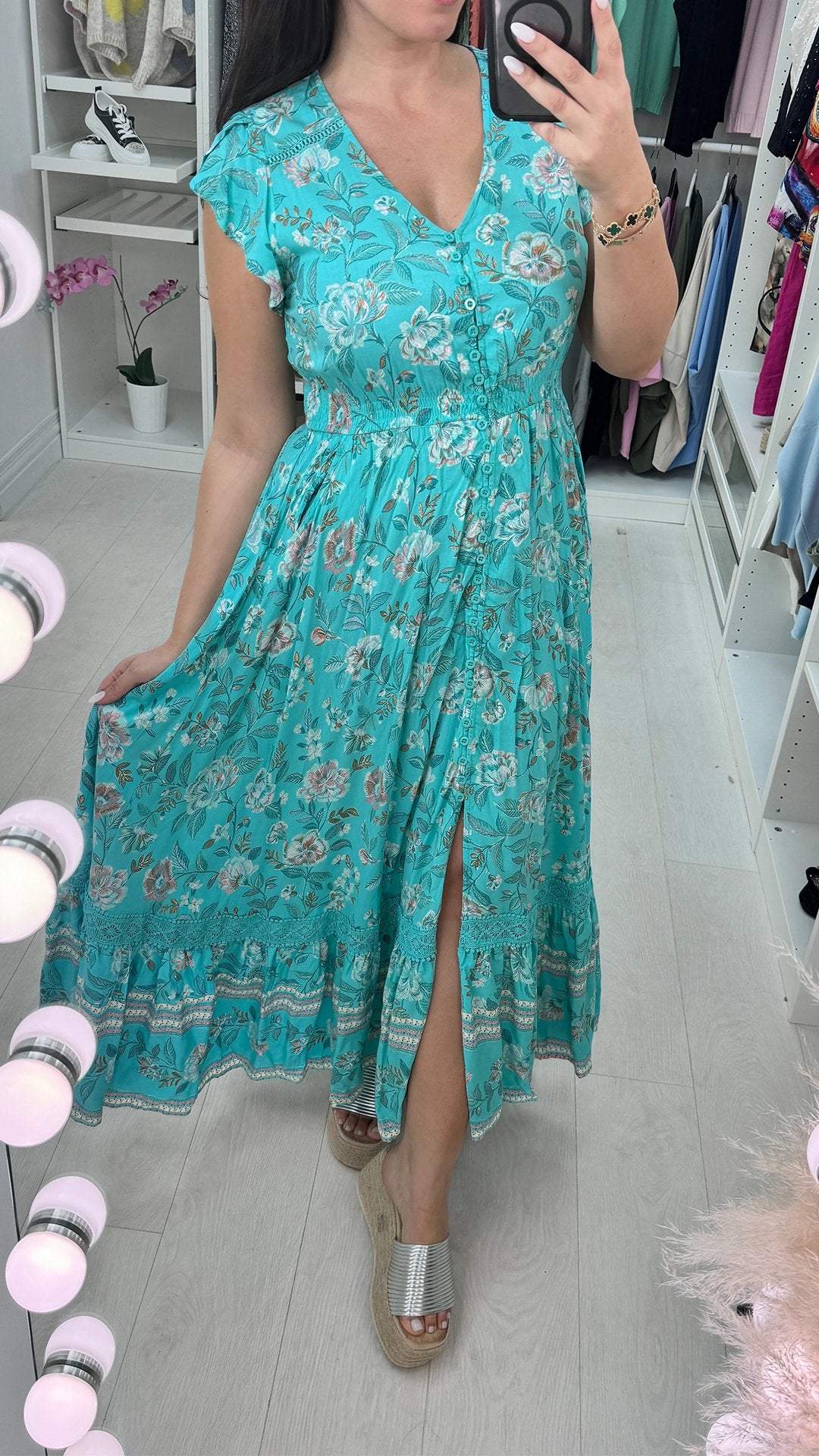 V-neck Short-sleeved Printed Dress