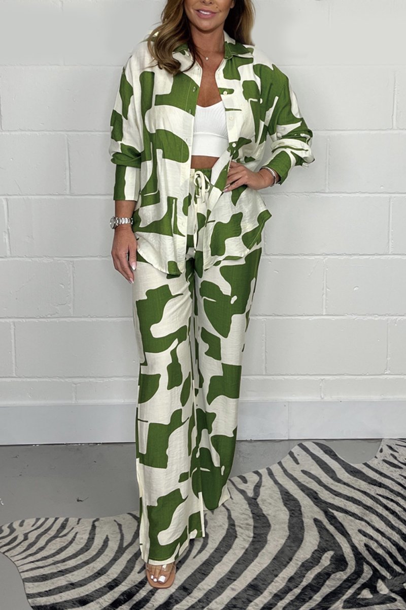 Casual satin print suit