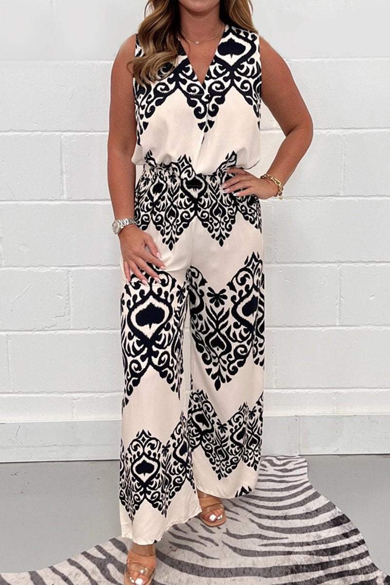 V-neck printed suit