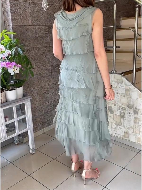 Casual Round Neck Sleeveless Patchwork Dress