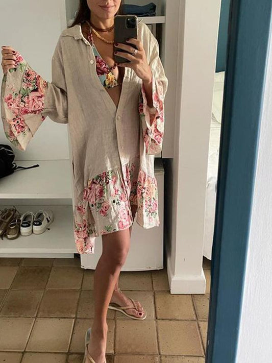 Layered Floral Blouse Dress