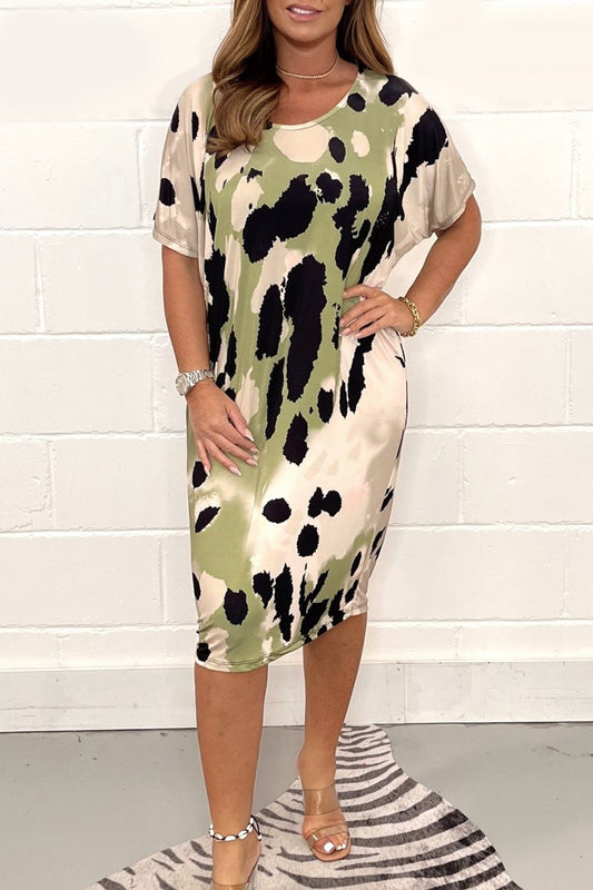 Leopard print V-neck dress