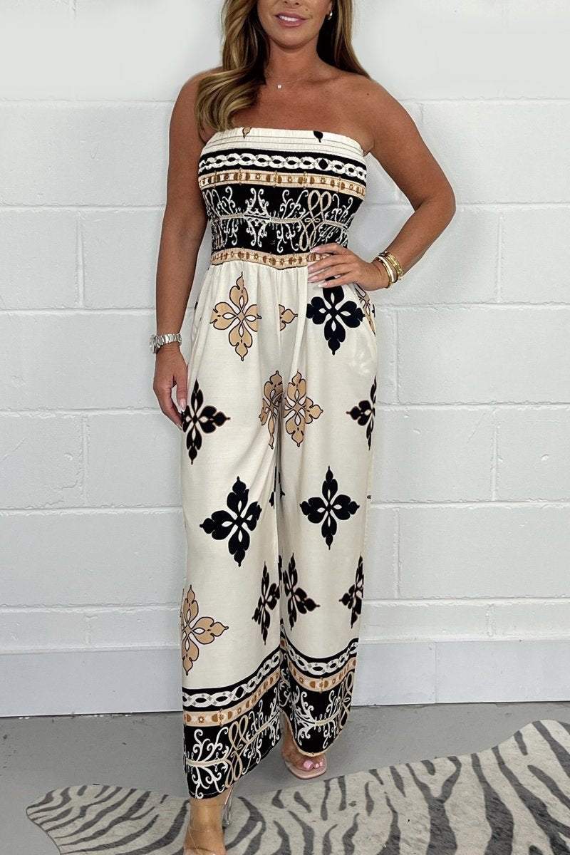 Strapless printed jumpsuit