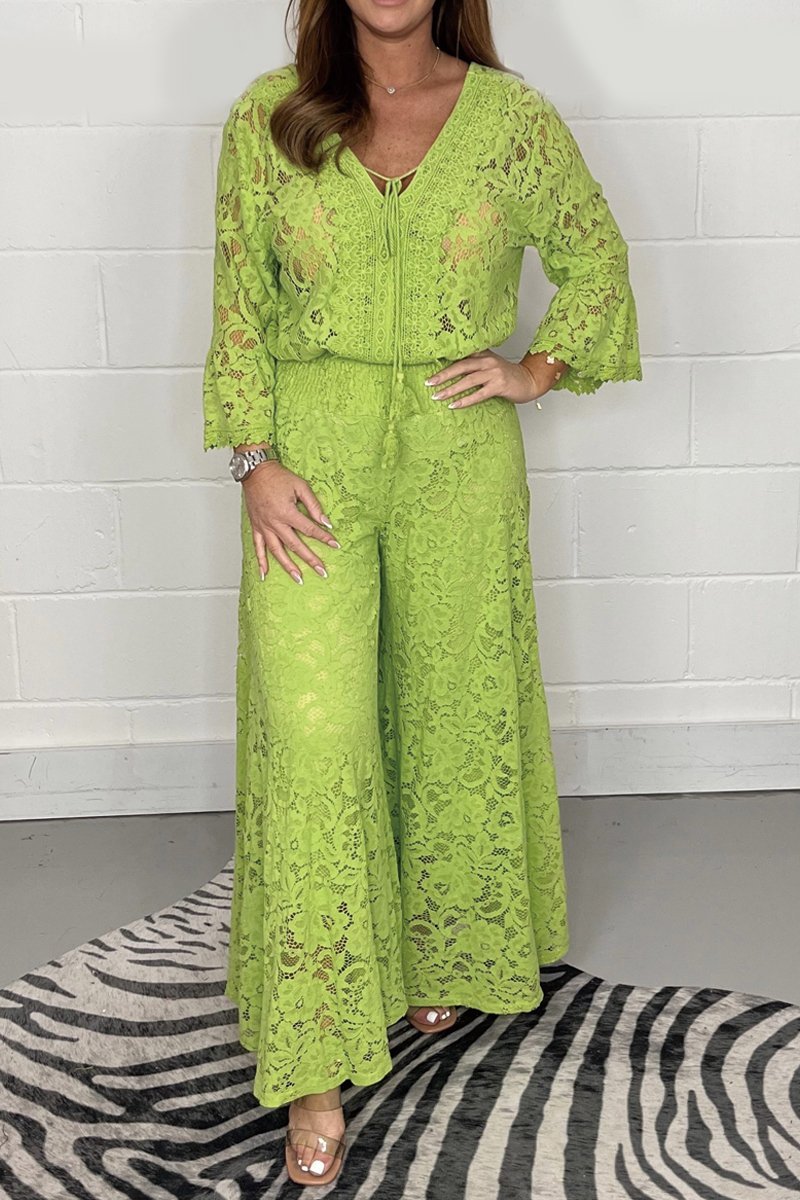 Lace V-neck suit