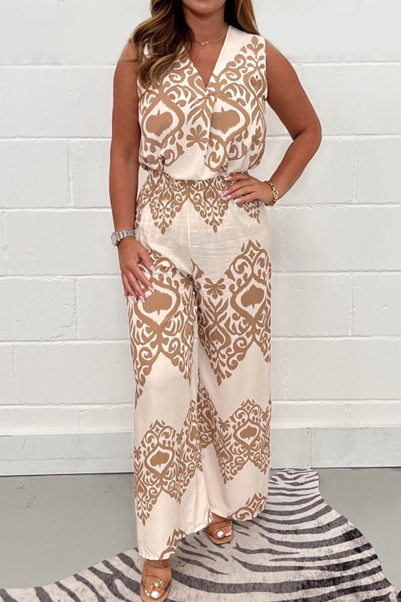 V-neck printed suit