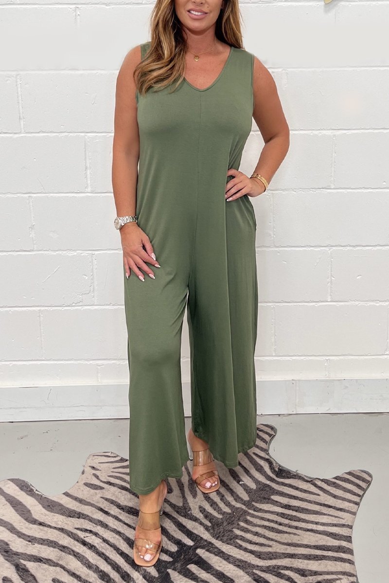Cotton sleeveless jumpsuit