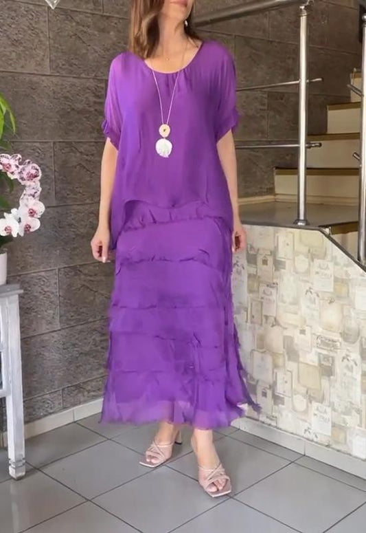 Casual Round Neck Patchwork Dress