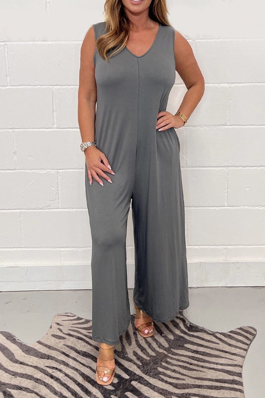 Cotton sleeveless jumpsuit