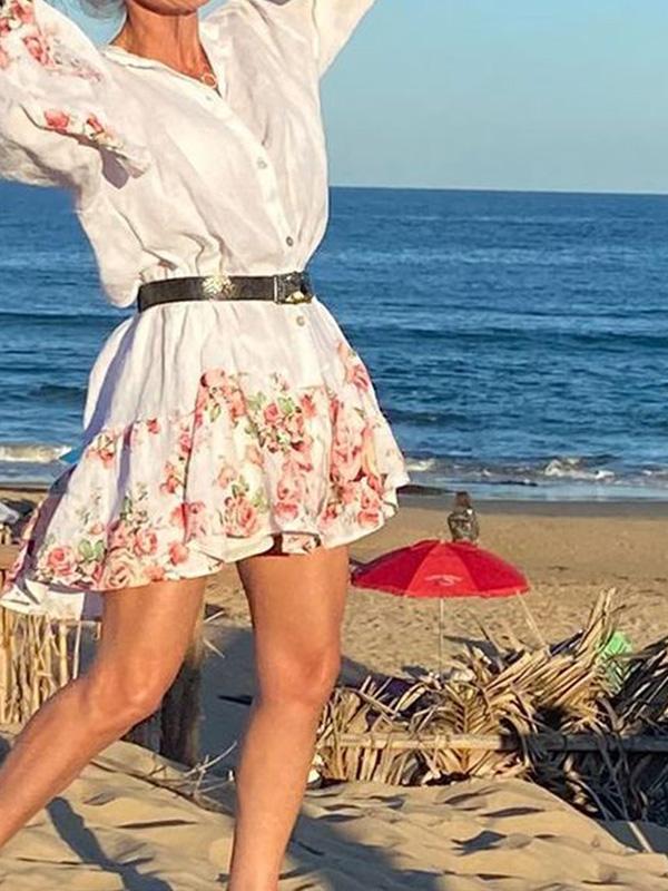 Layered Floral Blouse Dress