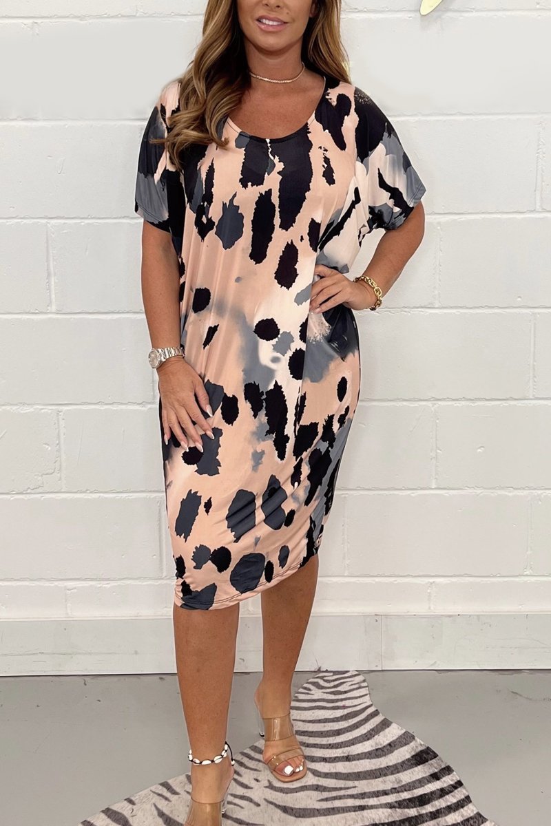 Leopard print V-neck dress