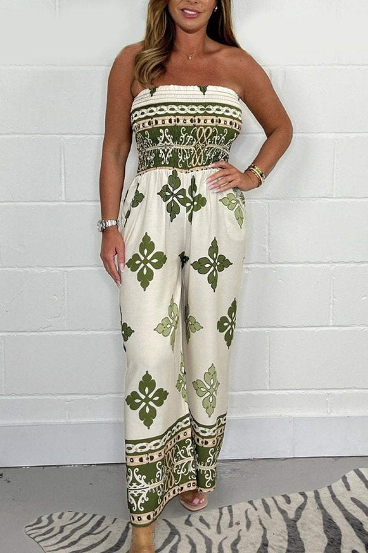 Strapless printed jumpsuit
