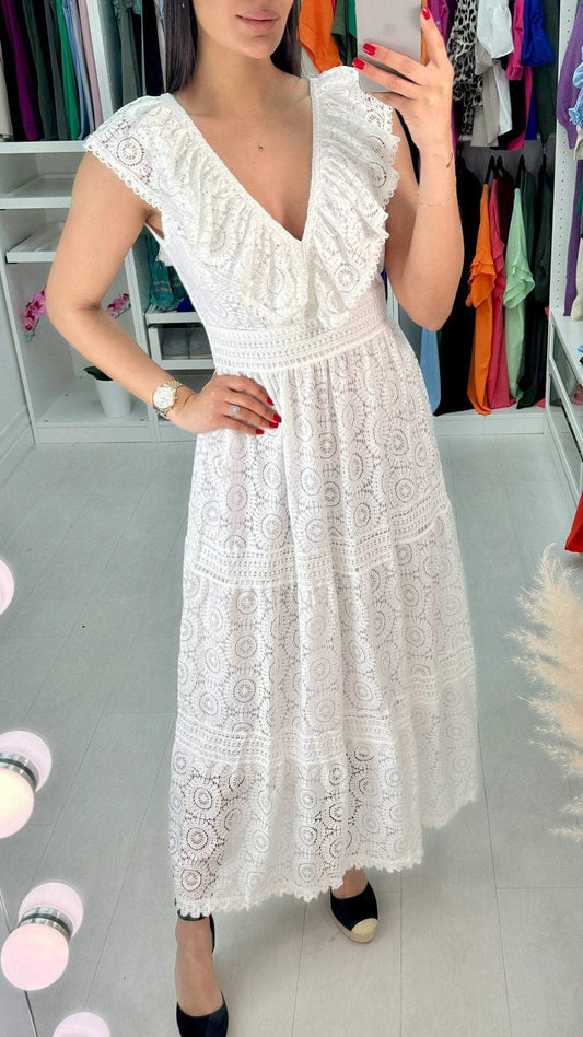 V-neck Lace Cutout Dress