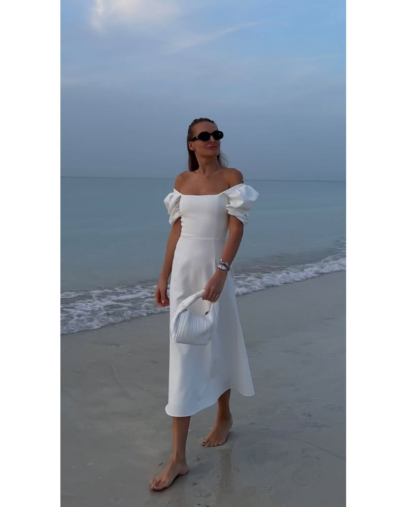 2024ss sexy Lantern Sleeve beach dress