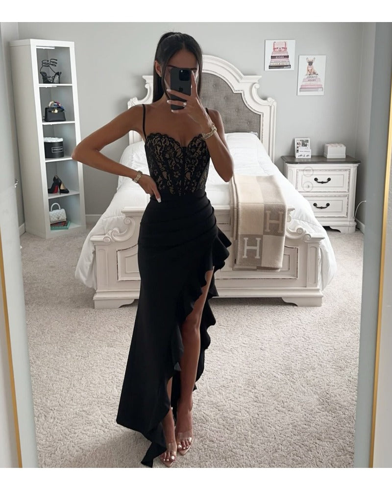 2024ss sexy strap-wrap peplum dress