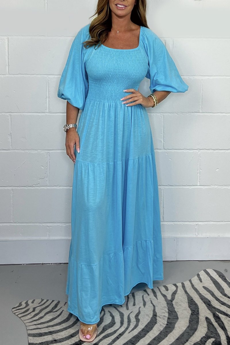 Solid color waist dress