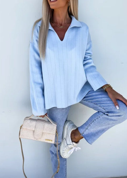 Lapel Long Sleeve Pit Top