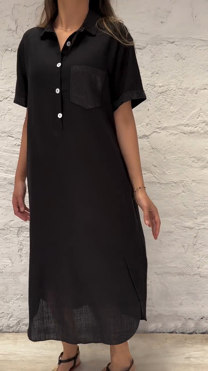 Half Lapel Loose Long Dress