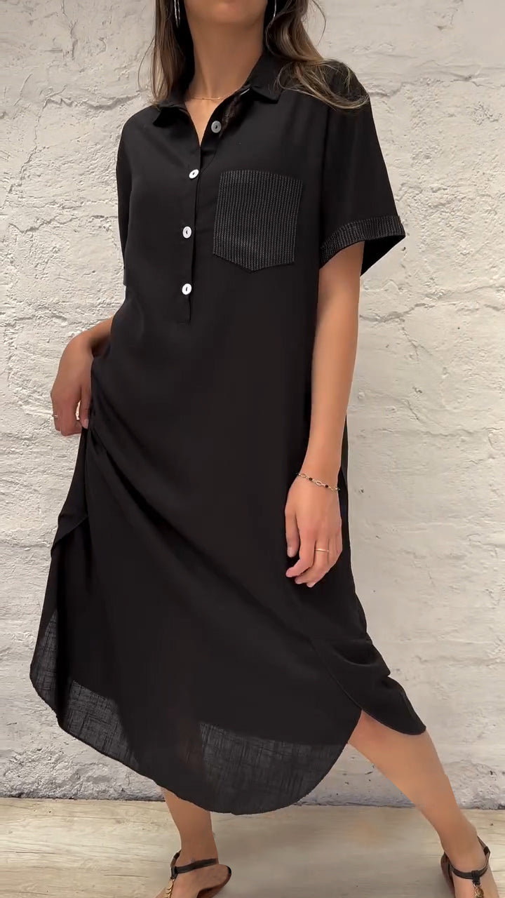 Half Lapel Loose Long Dress
