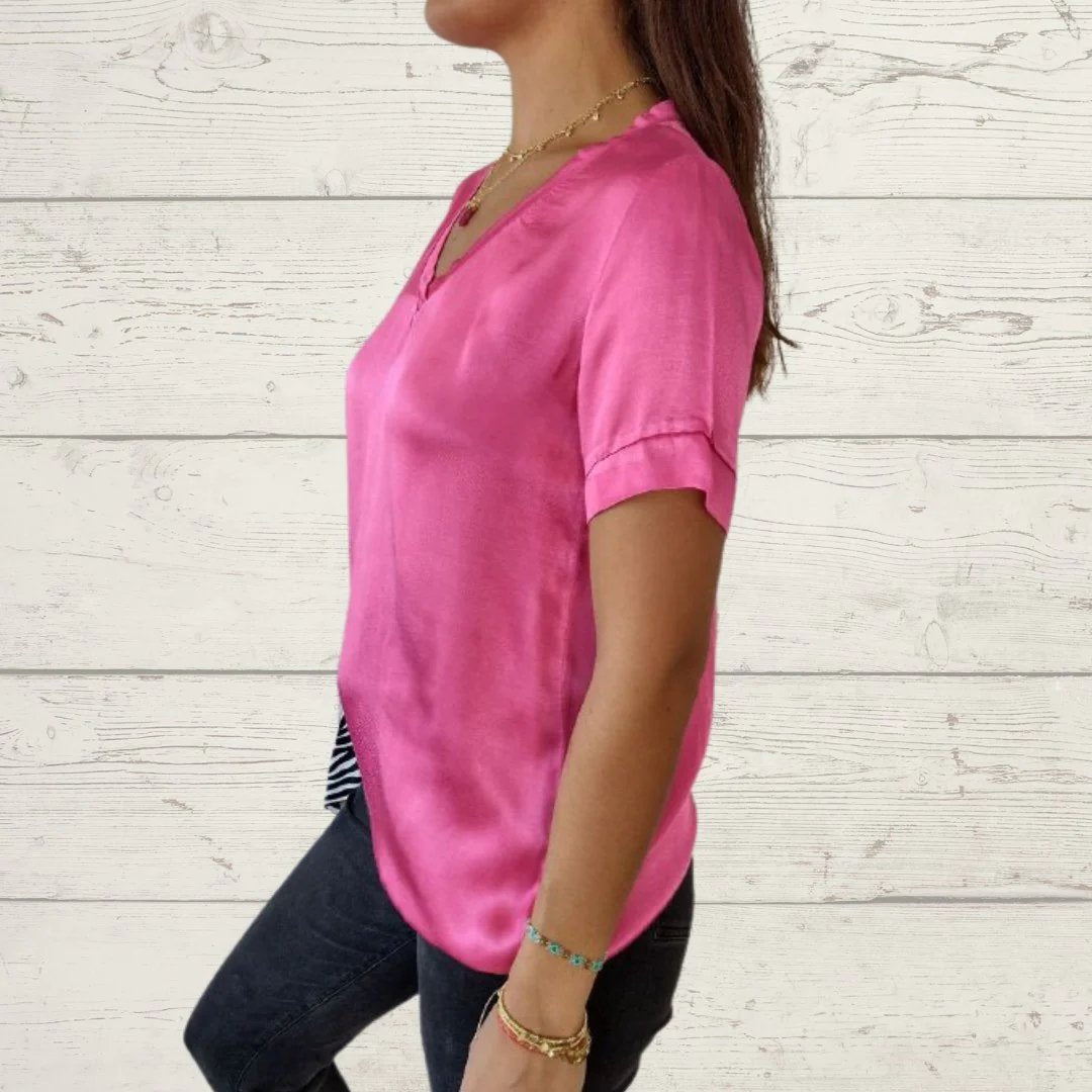 Satin V-neck T-shirt
