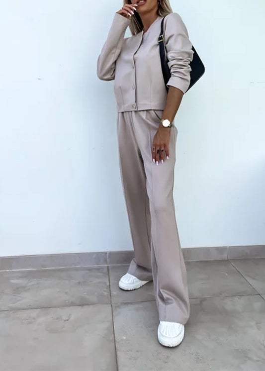 Round Neck Single-breasted Jacket and Trousers Suit
