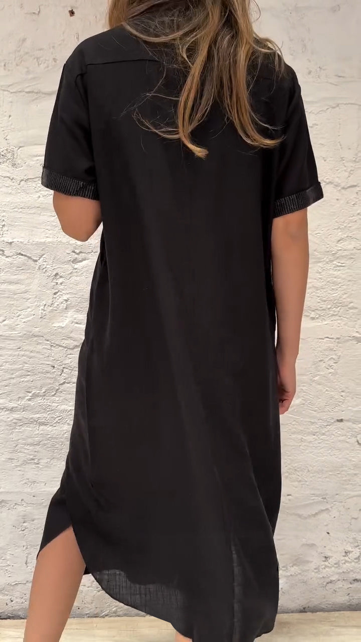 Half Lapel Loose Long Dress