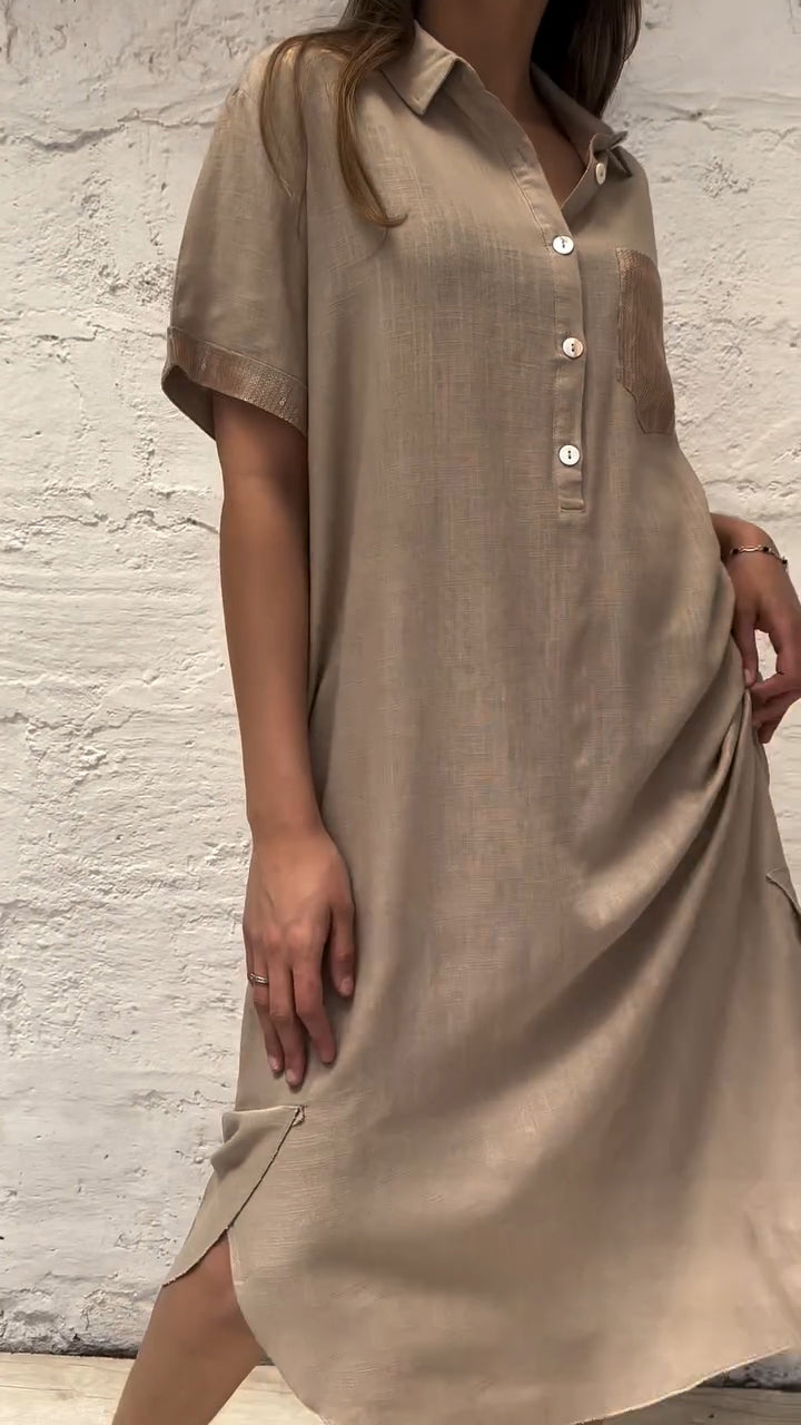 Half Lapel Loose Long Dress