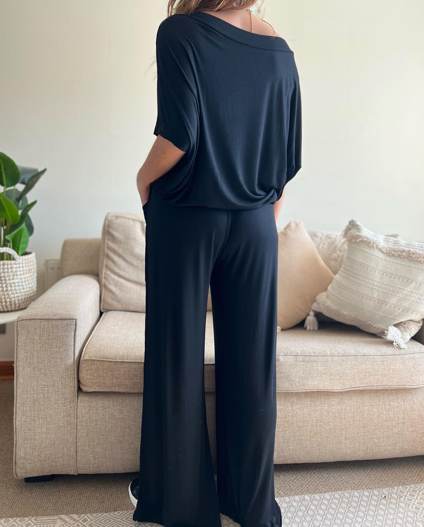 Women's Casual Solid Color Knit Tops and Pants Set