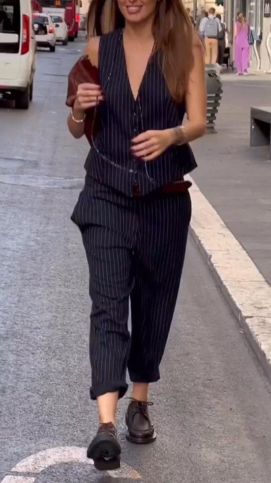 Striped Vest Two-piece Suit