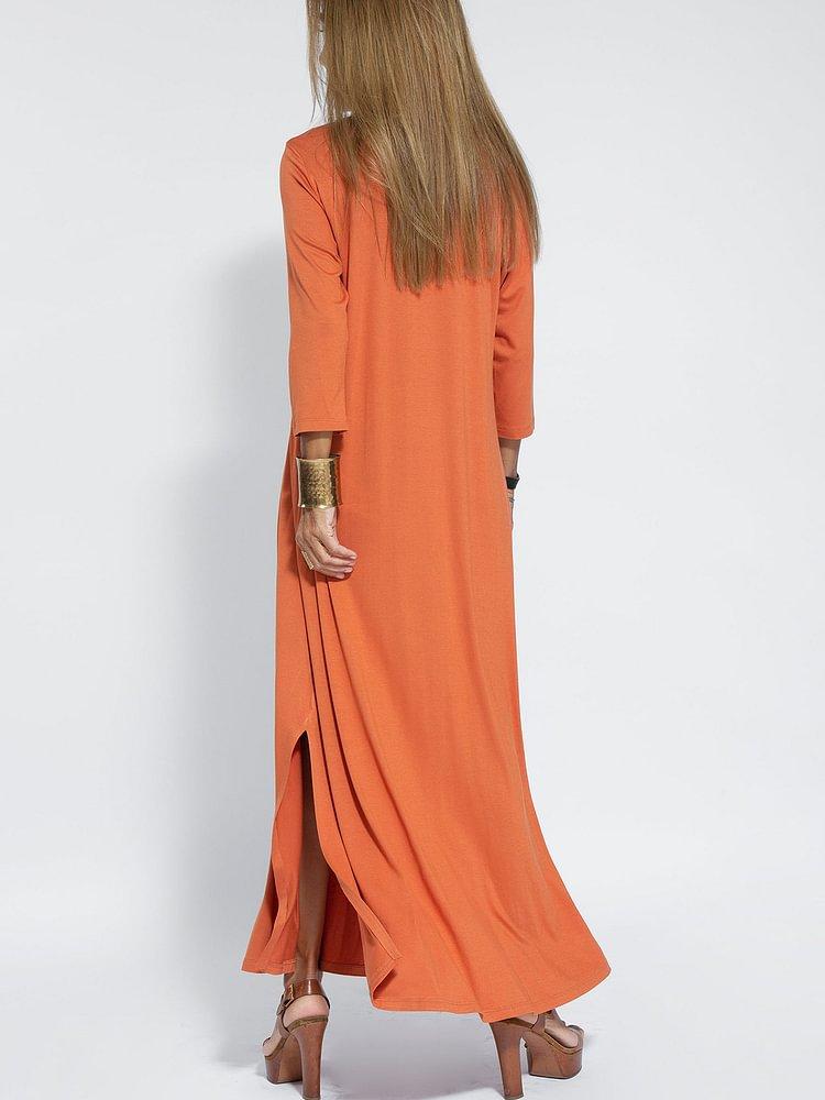 Women's Casual Solid Color V-neck Comfortable Dress