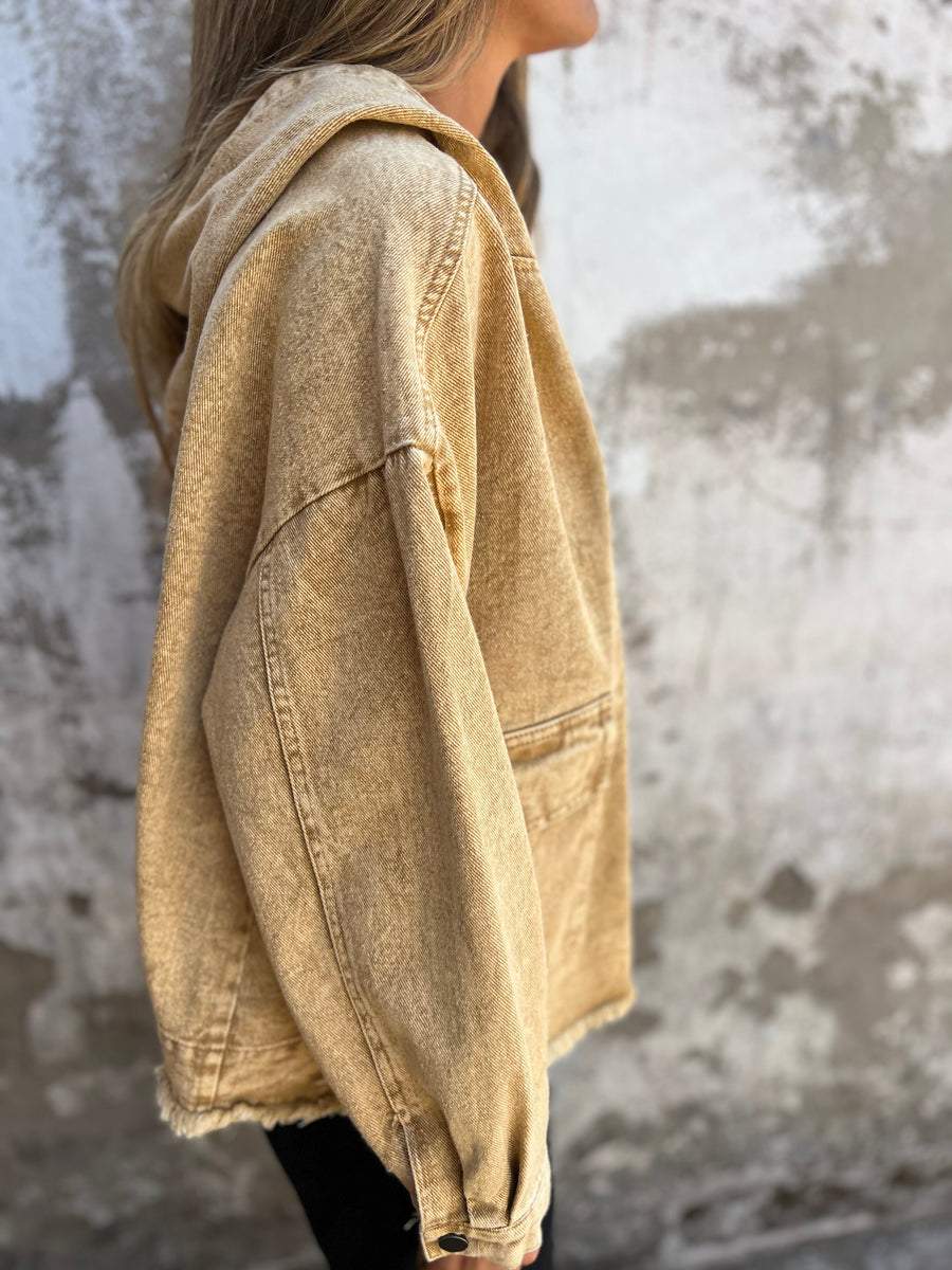 Denim Hooded Long Sleeve Jacket