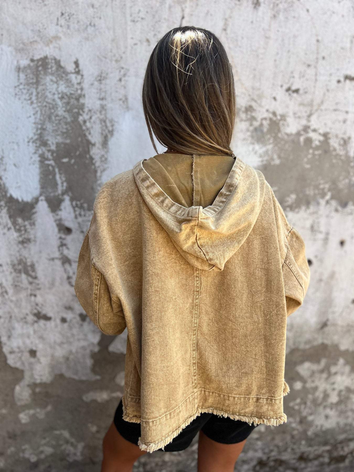 Denim Hooded Long Sleeve Jacket