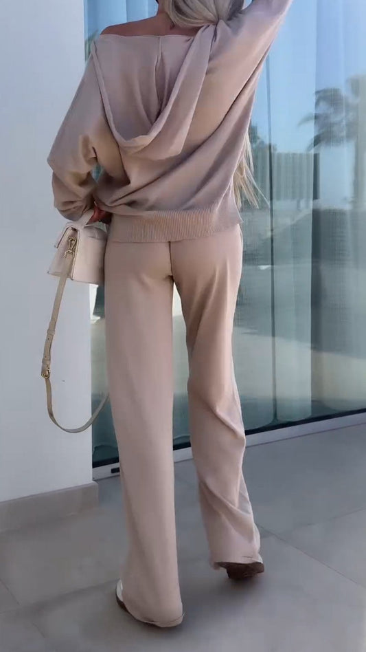 Hooded Casual Long-sleeved Two-piece Set