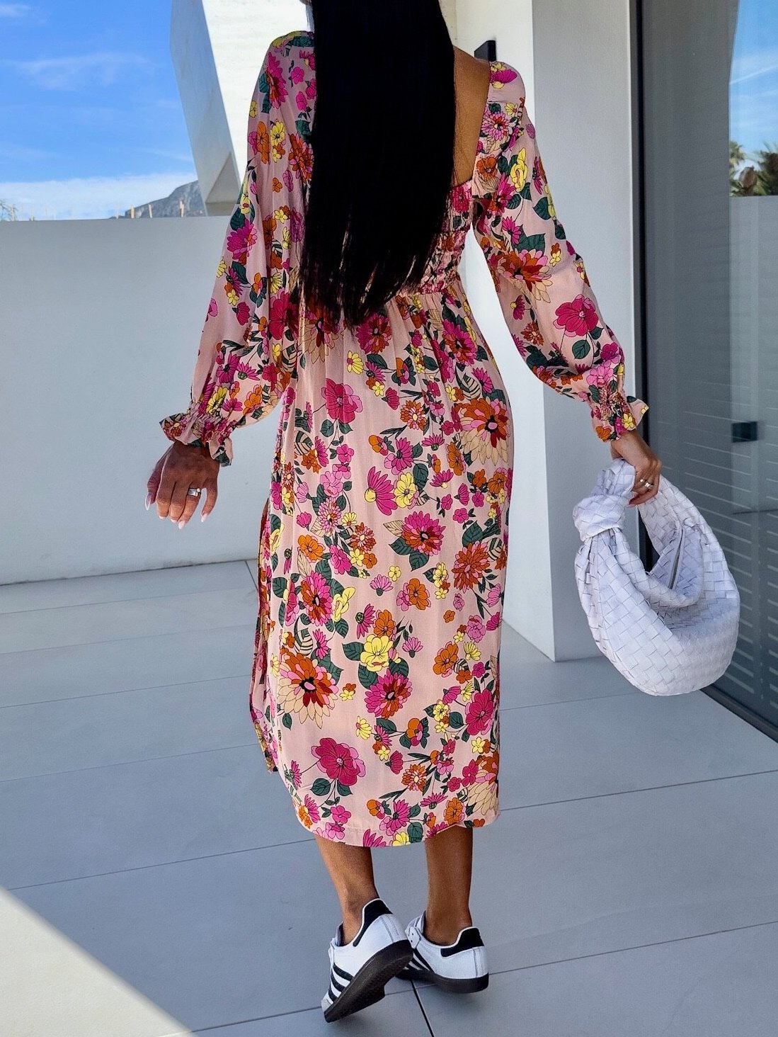 Women's Boho Floral Print Slit Casual Dress