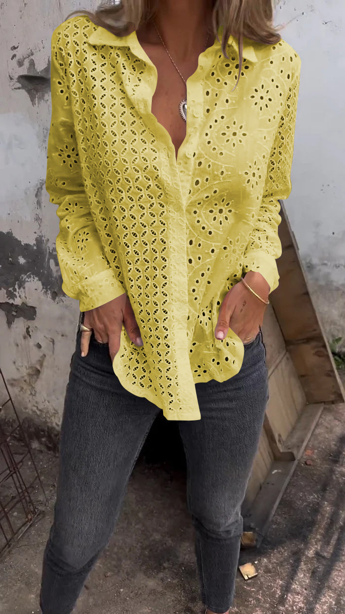 White Shirt with Hollow Design