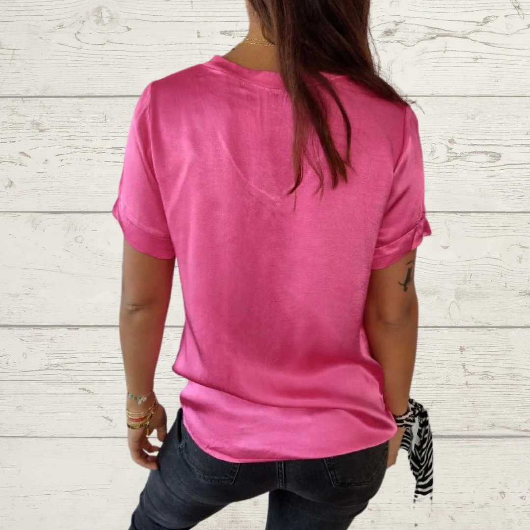 Satin V-neck T-shirt