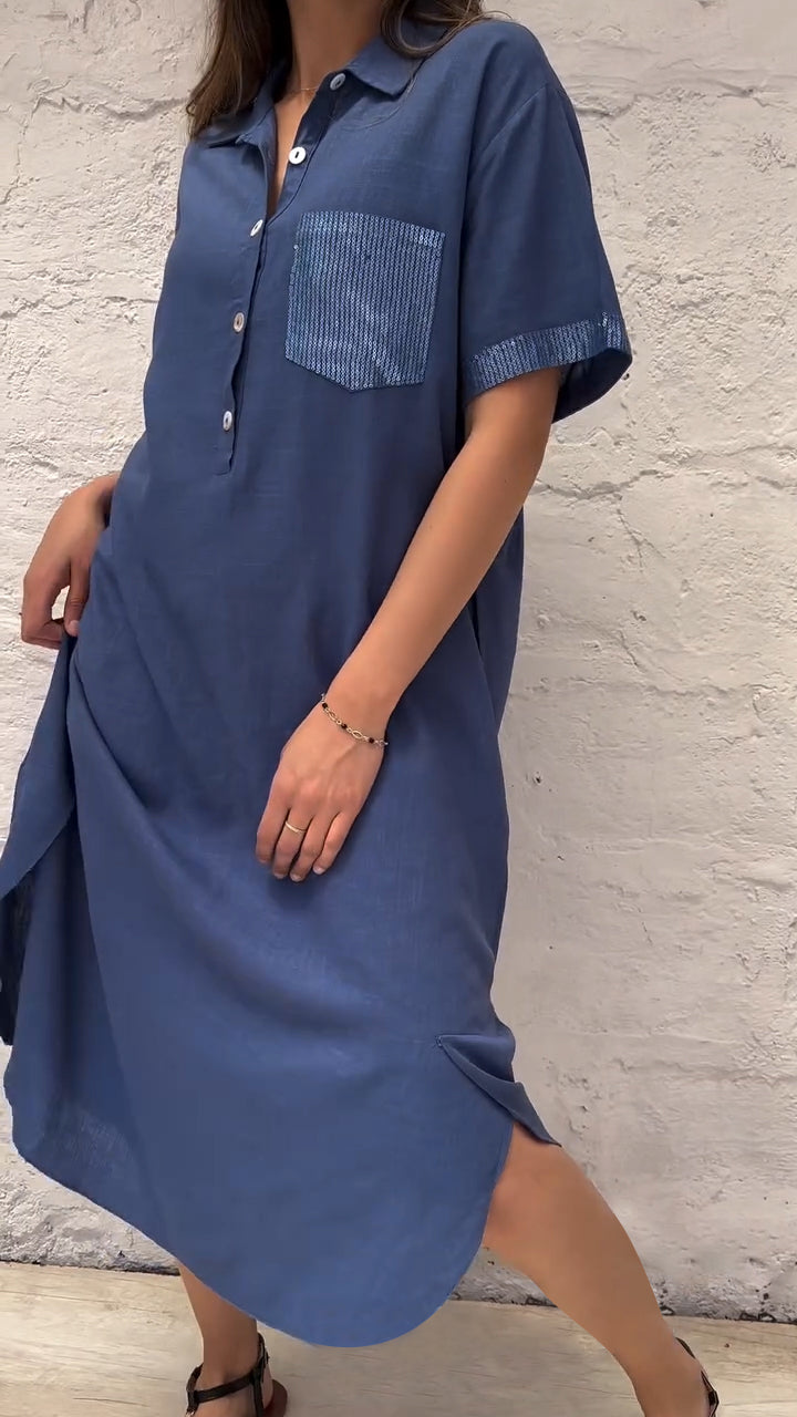 Half Lapel Loose Long Dress