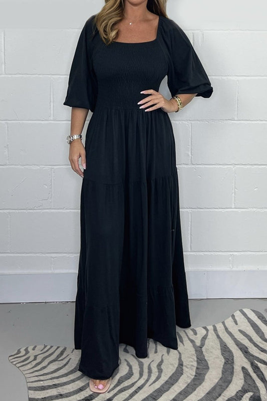 Solid color waist dress