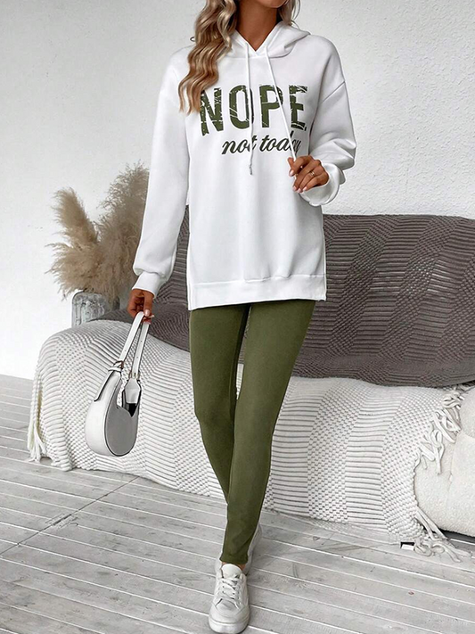 Women's Fashion Letter Print Hoodie and Lined Leggings Set