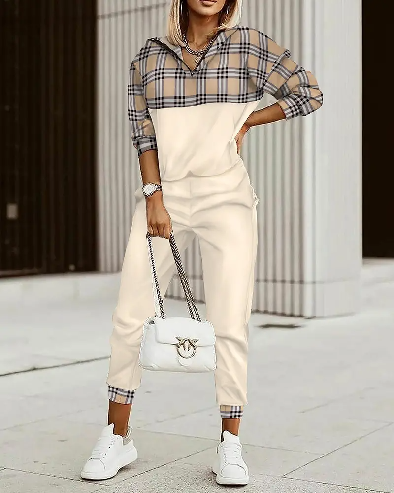 Geo Letter Print Long Sleeve Top & Pants Set