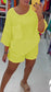 Casual Cotton and Linen Crew Neck Shorts Two-piece Suit